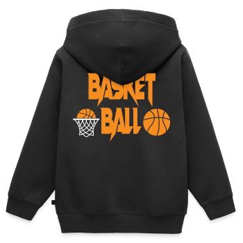 Basketball mit Korb Basketball Game - Kinder Premium Organic Zip Hoodie - Schwarz - Hinten - AI Model Kid Male (0cm)