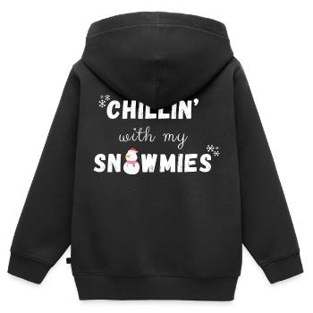 chillin avec mes snowmies - Sweat Premium à capuche zippé enfant bio - noir - Dos - AI Model Kid Male (0cm)