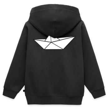 Un bateau bateau en papier un bateau en papier - Sweat Premium à capuche zippé enfant bio - noir - Dos - AI Model Kid Male (0cm)