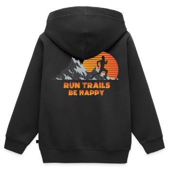 Trail Run Ultra Running Berg Trekking Laufen - Kinder Premium Organic Zip Hoodie - Schwarz - Hinten - AI Model Kid Male (0cm)