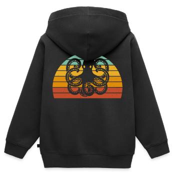Squid Octopus - Kids Premium Organic Zip-up Hoodie - black - Back - AI Model Kid Male (0cm)