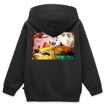 abstrakte Kunst - Kinder Premium Organic Zip Hoodie - Schwarz - Hinten - AI Model Kid Male (0cm)