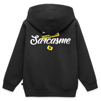 Je parle sarcasme / cadeau humoristique - Sweat Premium à capuche zippé enfant bio - noir - Dos - AI Model Kid Male (0cm)