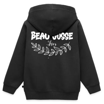 beau gosse Fier - Sweat Premium à capuche zippé enfant bio - noir - Dos - AI Model Kid Male (0cm)