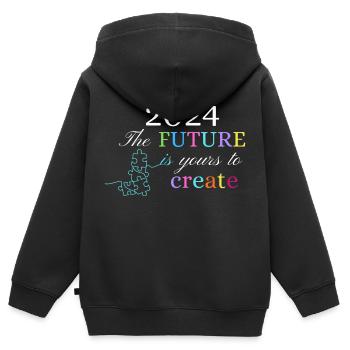 FUTURE IS YOURS TO CREATE - Kinder Premium Organic Zip Hoodie - Schwarz - Hinten - AI Model Kid Male (0cm)