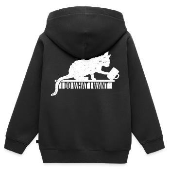 Je fais ce que je veux, je fais ce que je veux - Sweat Premium à capuche zippé enfant bio - noir - Dos - AI Model Kid Male (0cm)