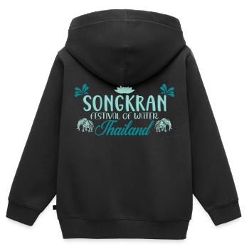SongKran Festival Des Wassers Thailand - Kinder Premium Organic Zip Hoodie - Schwarz - Hinten - AI Model Kid Male (0cm)