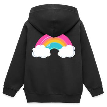 Mignon arc-en-ciel nuageux - Sweat Premium à capuche zippé enfant bio - noir - Dos - AI Model Kid Male (0cm)