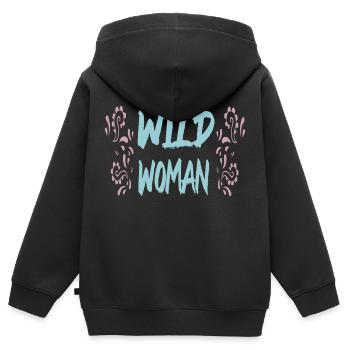 Femme sauvage - Sweat Premium à capuche zippé enfant bio - noir - Dos - AI Model Kid Male (0cm)