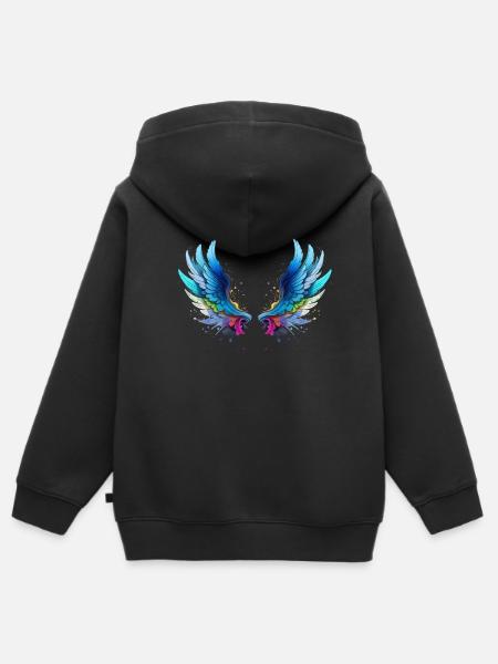angelwings,angel,engelsflügel,flügel,bunt - Kinder Premium Organic Zip Hoodie - Schwarz