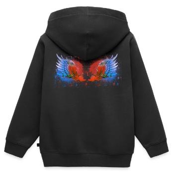 ailes d’ange, ange, ailes d’ange, ailes, coloré - Sweat Premium à capuche zippé enfant bio - noir - Dos - AI Model Kid Male (0cm)