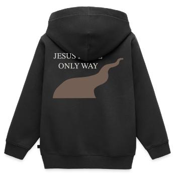 Jesus is the only way Christ Kreuz Glaube Jesus - Kids Premium Organic Zip-up Hoodie - black - Back - AI Model Kid Male (0cm)