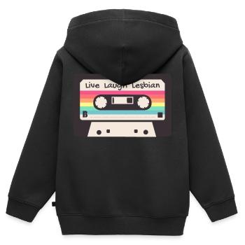 Live Laugh Lesbian - Vintage LGBTQIA+ im Stil der 80er Jahre - Kinder Premium Organic Zip Hoodie - Schwarz - Hinten - AI Model Kid Male (0cm)