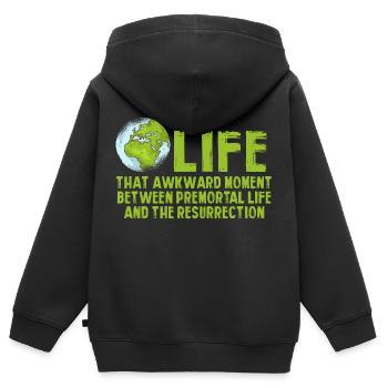Vie Le moment embarrassant entre deux vies - Sweat Premium à capuche zippé enfant bio - noir - Dos - AI Model Kid Male (0cm)