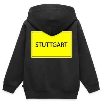 ortsschild stuttgart - Kinder Premium Organic Zip Hoodie - Schwarz - Hinten - AI Model Kid Male (0cm)