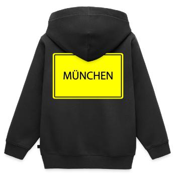 ortsschild münchen - Kinder Premium Organic Zip Hoodie - Schwarz - Hinten - AI Model Kid Male (0cm)