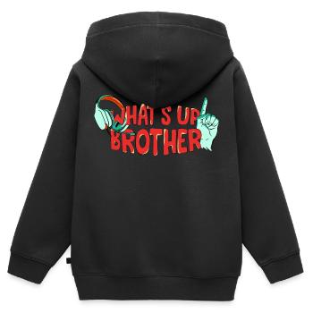 Lustiger trendiger Streamer - Whats Up Brother - Kinder Premium Organic Zip Hoodie - Schwarz - Hinten - AI Model Kid Male (0cm)