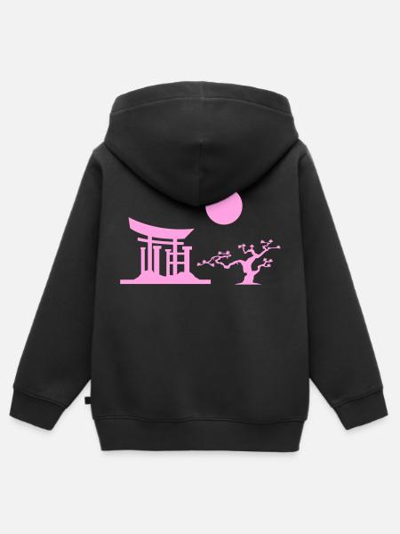 japan gate silhouette - Kinder Premium Organic Zip Hoodie - Schwarz