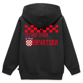 Kroatien hrvatska kroatien hrv hr zagreb geteilte Flagge - Kinder Premium Organic Zip Hoodie - Schwarz - Hinten - AI Model Kid Male (0cm)