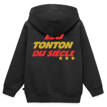 Zum TONTON des Jahrhunderts gewählt - Kinder Premium Organic Zip Hoodie - Schwarz - Hinten - AI Model Kid Male (0cm)