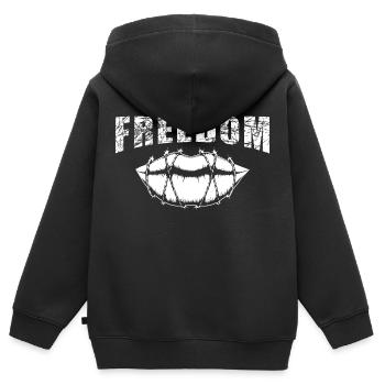 Freedom Freedom - Lips in Barbed Wire - Kids Premium Organic Zip-up Hoodie - black - Back - AI Model Kid Male (0cm)