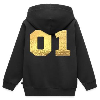 Nummer 1 Gold Glitter - 1. Jahrestag - Kinder Premium Organic Zip Hoodie - Schwarz - Hinten - AI Model Kid Male (0cm)