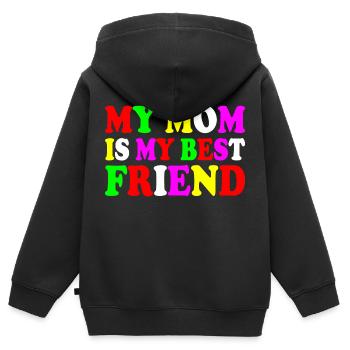 my mom is my best friend - Sweat Premium à capuche zippé enfant bio - noir - Dos - AI Model Kid Male (0cm)