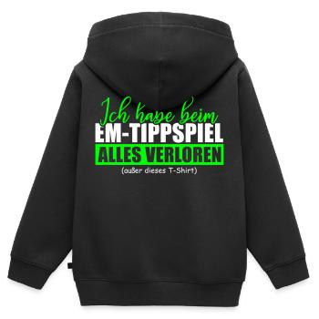 Ich habe beim EM Tippspiel alles verloren - Kinder Premium Organic Zip Hoodie - Schwarz - Hinten - AI Model Kid Male (0cm)