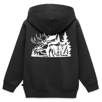 Suède Suède Viking Nordique Scandinavie Solstice d’été - Sweat Premium à capuche zippé enfant bio - noir - Dos - AI Model Kid Male (0cm)