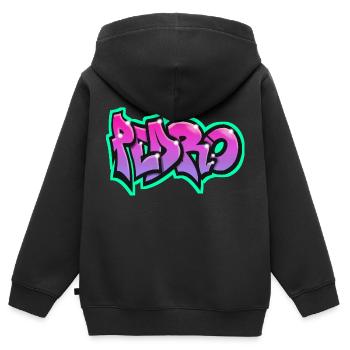 PEDRO graffiti sweat-shirt casquette teeshirt - Sweat Premium à capuche zippé enfant bio - noir - Dos - AI Model Kid Male (0cm)