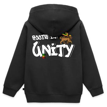 Roots is Unity - Kinder Premium Organic Zip Hoodie - Schwarz - Hinten - AI Model Kid Male (0cm)