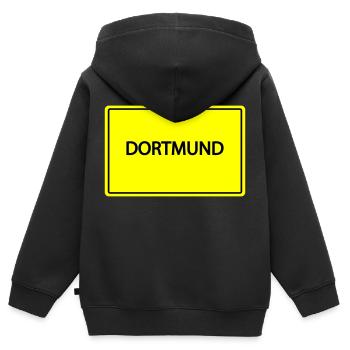 ortsschild dortmund - Kinder Premium Organic Zip Hoodie - Schwarz - Hinten - AI Model Kid Male (0cm)
