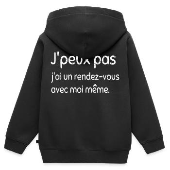 Je peux pas, j'ai un rendez-vous avec moi-même - Sweat Premium à capuche zippé enfant bio - noir - Dos - AI Model Kid Male (0cm)