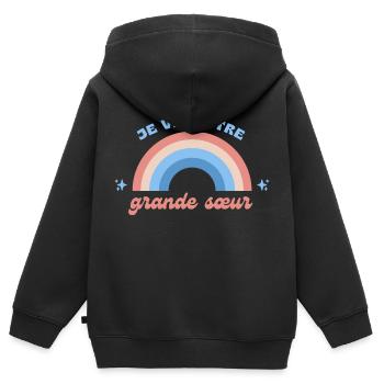 Ich werde eine große Schwester sein - Kinder Premium Organic Zip Hoodie - Schwarz - Hinten - AI Model Kid Male (0cm)