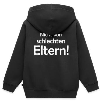Nicht von schlechten Eltern - Kind - Mutter Vater - Kinder Premium Organic Zip Hoodie - Schwarz - Hinten - AI Model Kid Male (0cm)