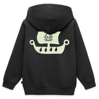 piratenschiff - Kinder Premium Organic Zip Hoodie - Schwarz - Hinten - AI Model Kid Male (0cm)
