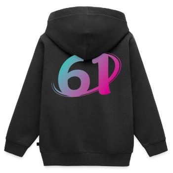 Nummer 61 mehrfarbig - Kinder Premium Organic Zip Hoodie - Schwarz - Hinten - AI Model Kid Male (0cm)