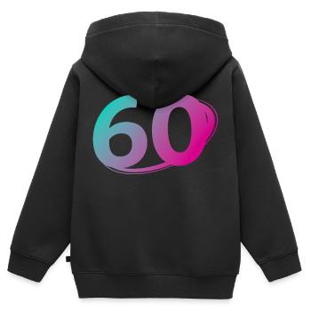 Nummer 60 mehrfarbig - Kinder Premium Organic Zip Hoodie - Schwarz - Hinten - AI Model Kid Male (0cm)
