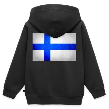 Flagge von Finnland, Finnland Flagge - Kinder Premium Organic Zip Hoodie - Schwarz - Hinten - AI Model Kid Male (0cm)