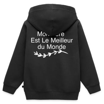 Mon frère est le Meilleur du monde - Sweat Premium à capuche zippé enfant bio - noir - Dos - AI Model Kid Male (0cm)