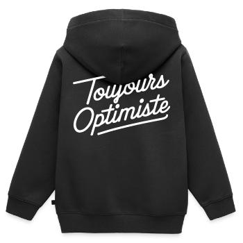 Toujours optimiste - Sweat Premium à capuche zippé enfant bio - noir - Dos - AI Model Kid Male (0cm)