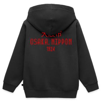 Osaka, Nippon - Sweat Premium à capuche zippé enfant bio - noir - Dos - AI Model Kid Male (0cm)