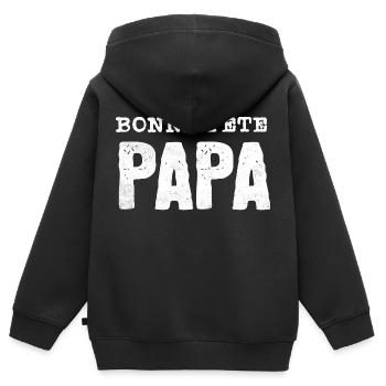Bonne Fête papa - Sweat Premium à capuche zippé enfant bio - noir - Dos - AI Model Kid Male (0cm)