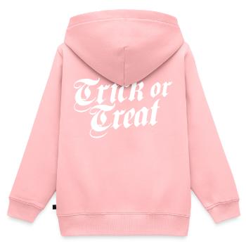 Trick or Treat blanc - Sweat Premium à capuche zippé enfant bio - rose - Dos - AI Model Kid Female (0cm)