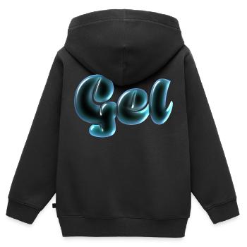 Effet de texte gel - Sweat Premium à capuche zippé enfant bio - noir - Dos - AI Model Kid Male (0cm)