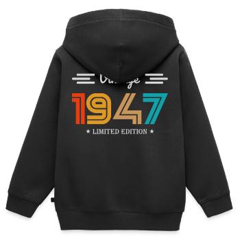 1947 - Jahrgang 1947 - Jahrgang 1947 - Kinder Premium Organic Zip Hoodie - Schwarz - Hinten - AI Model Kid Male (0cm)