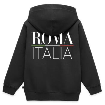 Roma - Italia - Kids Premium Organic Zip-up Hoodie - black - Back - AI Model Kid Male (0cm)