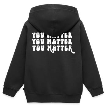Du bist wichtig - Kinder Premium Organic Zip Hoodie - Schwarz - Hinten - AI Model Kid Male (0cm)