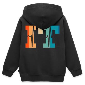 Battement de cœur rétro information technology - Sweat Premium à capuche zippé enfant bio - noir - Dos - AI Model Kid Male (0cm)