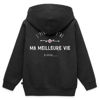 Ich kann nicht, ich habe mein bestes Leben zu leben - Kinder Premium Organic Zip Hoodie - Schwarz - Hinten - AI Model Kid Male (0cm)